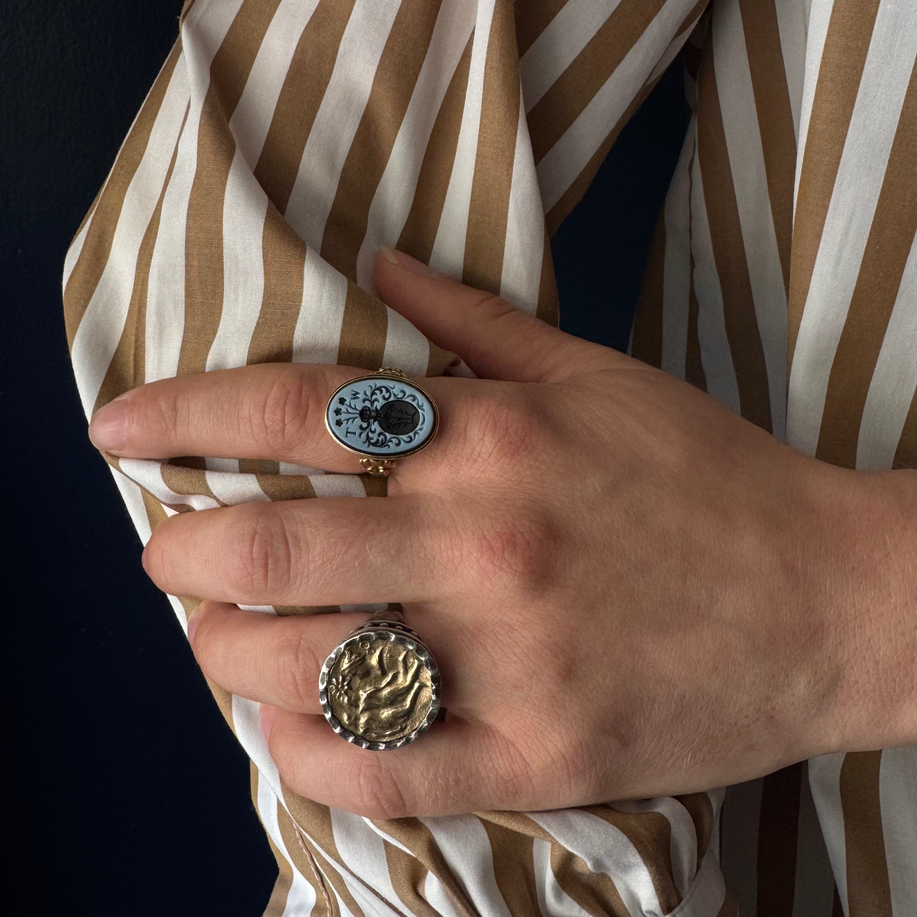 Vintage Mid-Century 14k and Sterling Silver Aries Ring