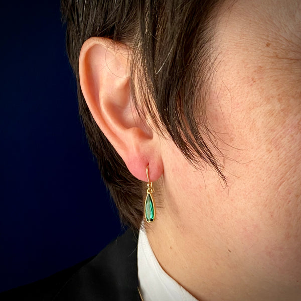 Gabriella Kiss 18k Elongated Faceted Green Tourmaline Earrings