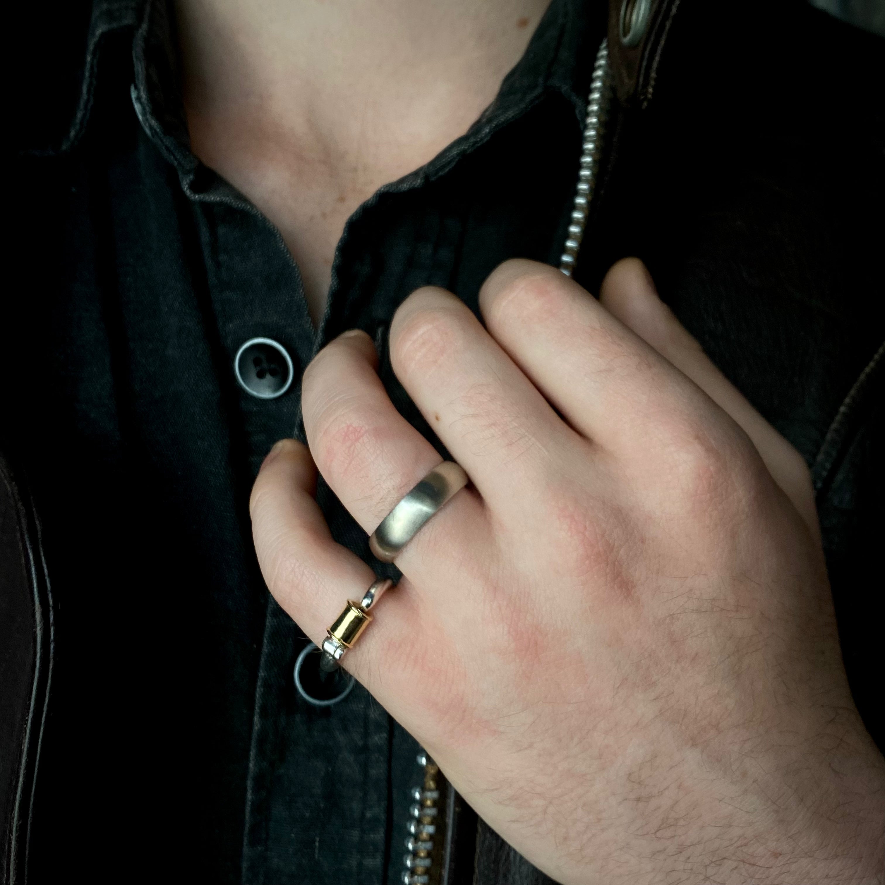 Marla Aaron Silver and 18K Yellow Gold Trundle Lock Ring