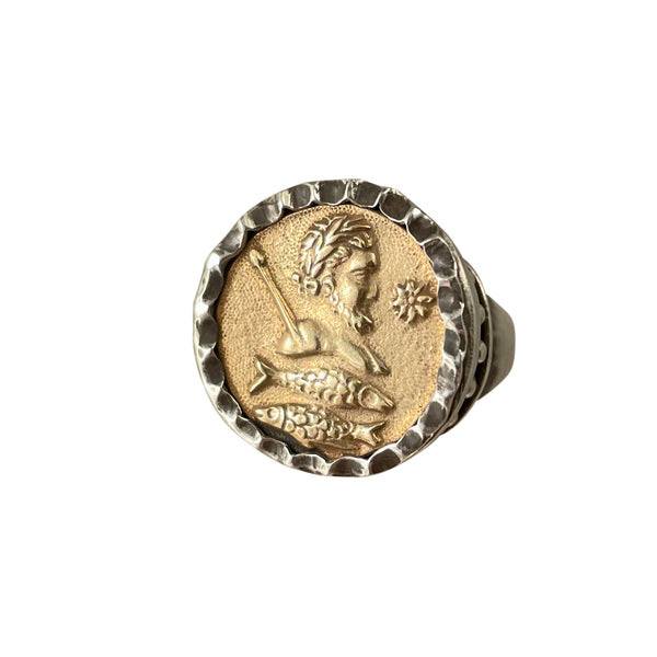 Vintage Mid-Century 14k and Sterling Silver Pisces Ring
