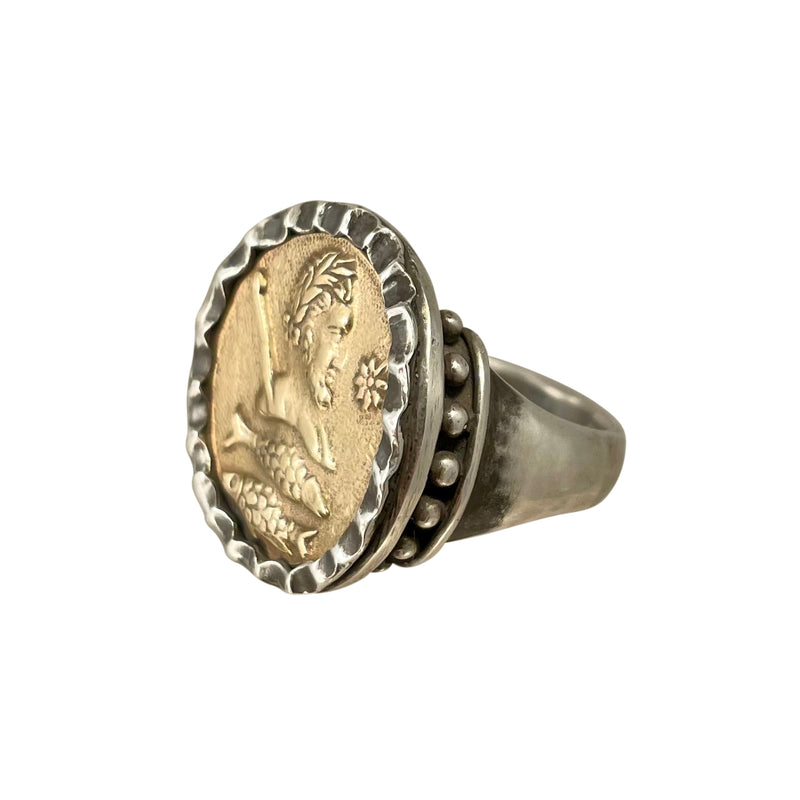 Vintage Mid-Century 14k and Sterling Silver Pisces Ring