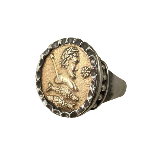 Vintage Mid-Century 14k and Sterling Silver Pisces Ring