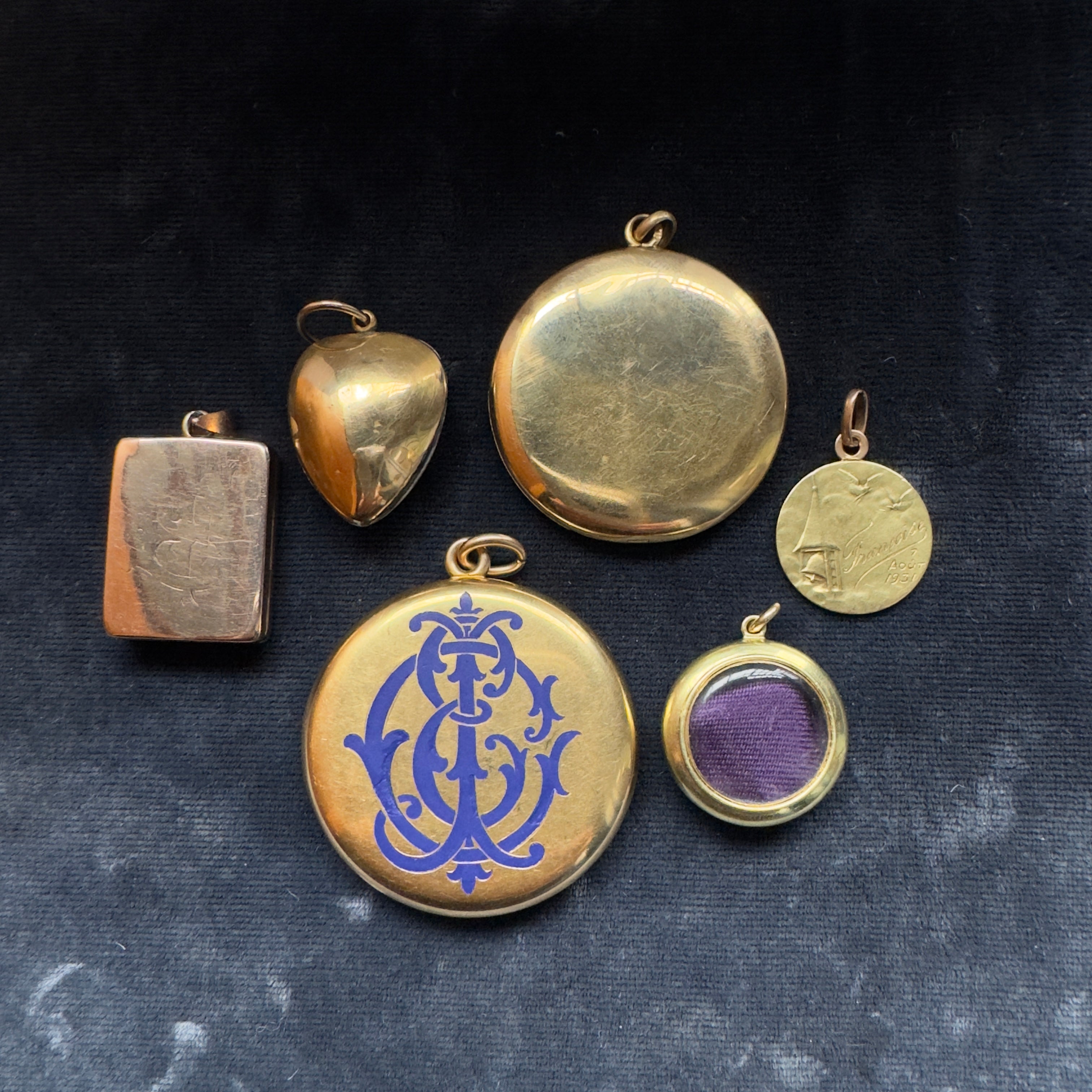 Antique Early Victorian 18k Blue Guilloche w/ Old Mine Cut Diamond Flower Locket Pendant