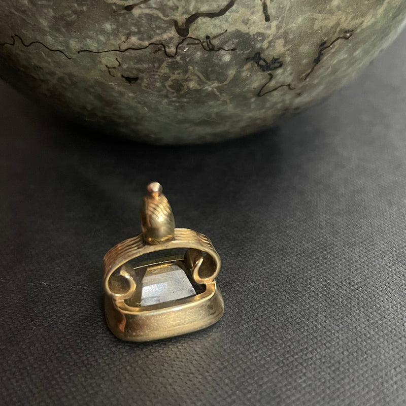 Antique Georgian 14k Citrine Monogram Fob Pendant