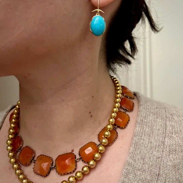 Gabriella Kiss 18k Mexican Oval Turquoise Earrings