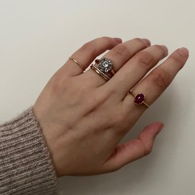 Antique Late Victorian 14k European Cut Diamond Cluster Ring