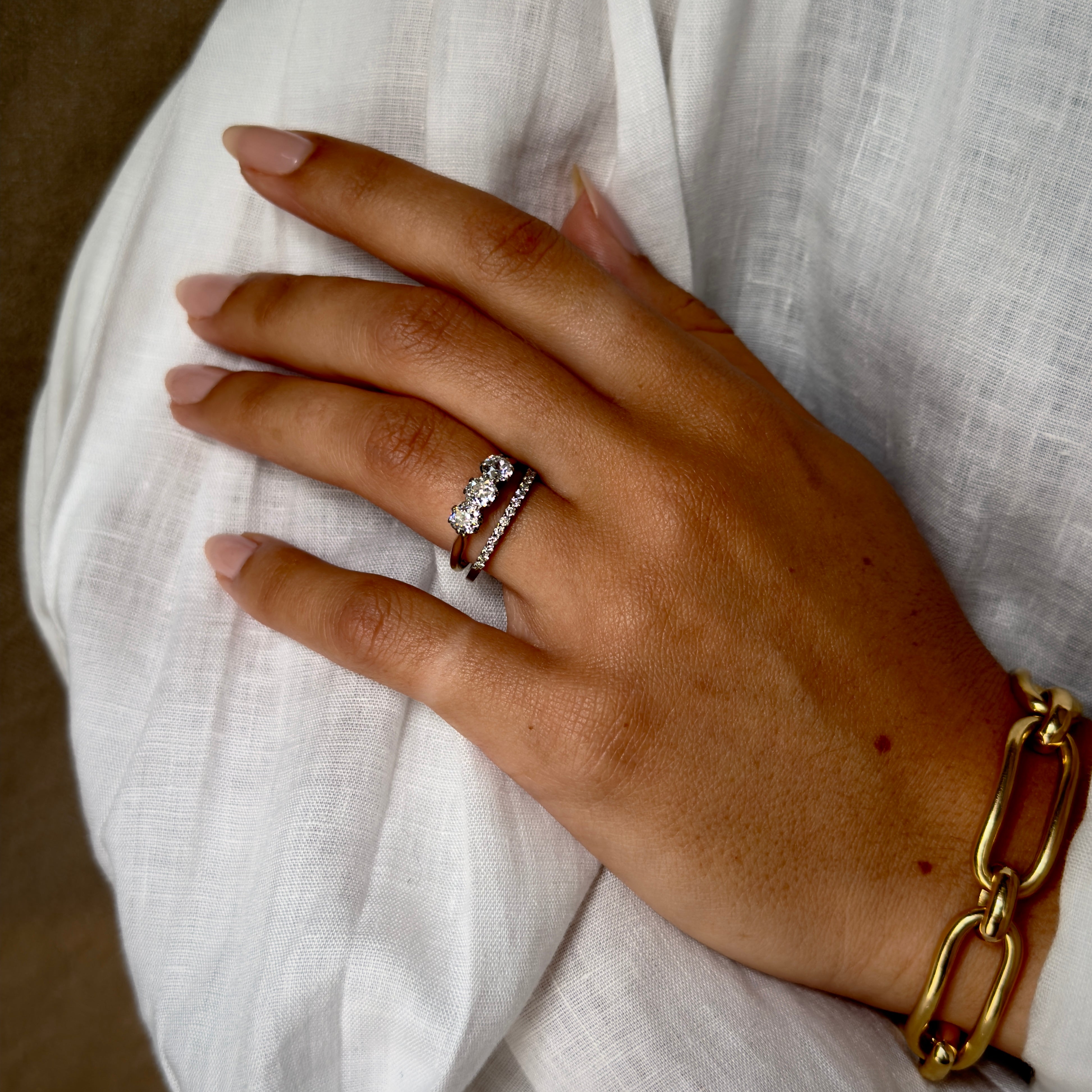 Tura Sugden 18k Palladium White Gold Half Eternity Band- 1.5mm