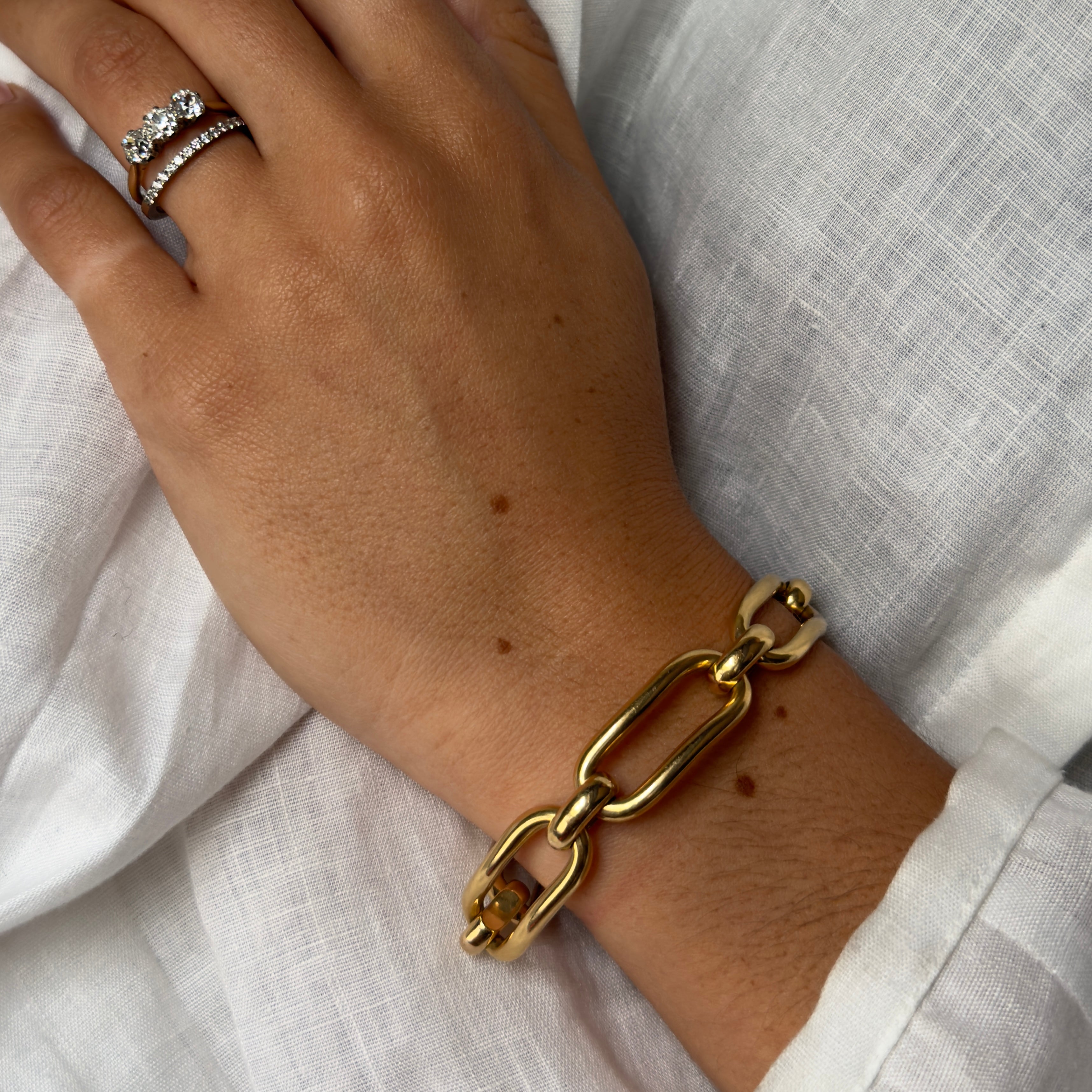 Vintage Mid-Century 18k Long Link Bracelet