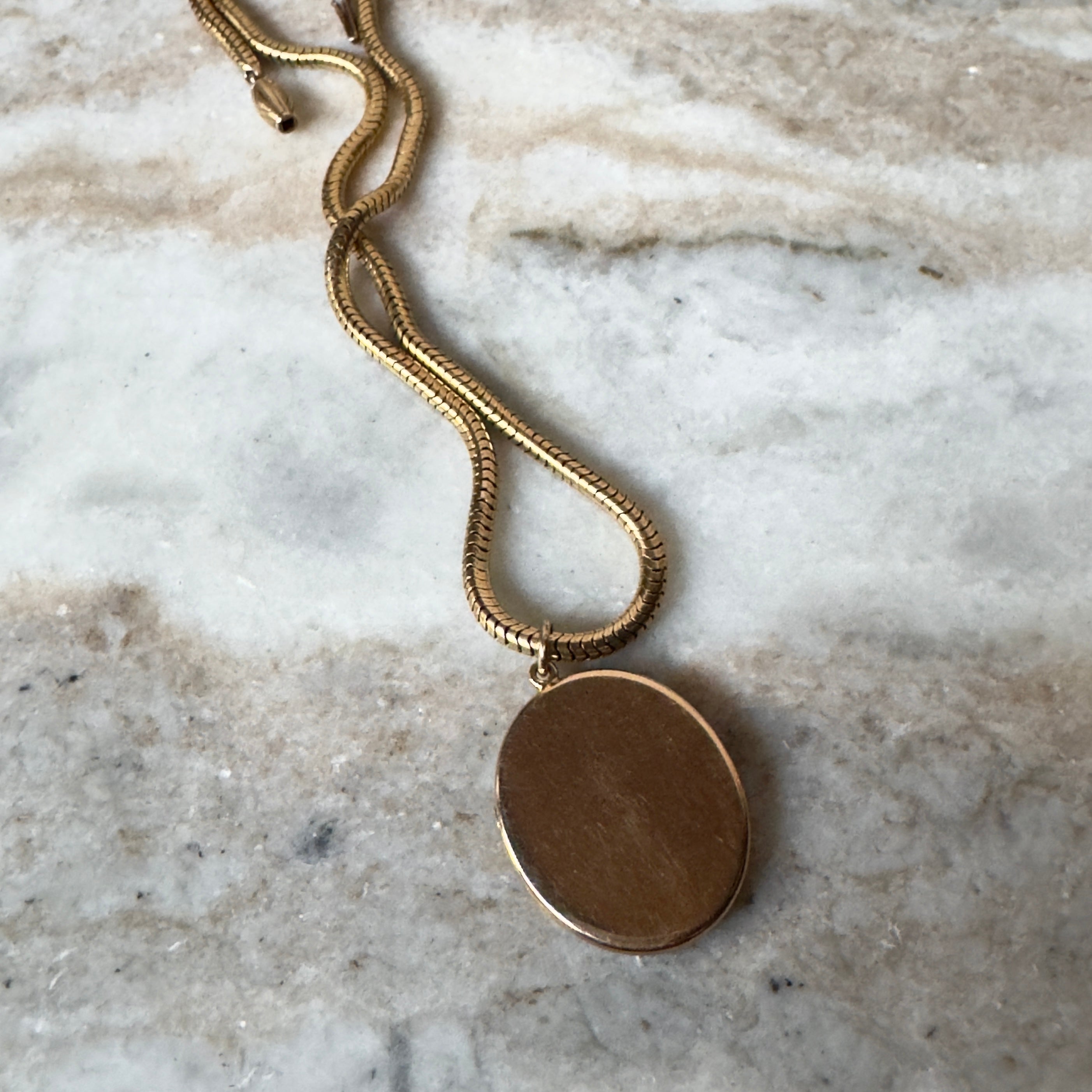 Antique Victorian 15k Oval Navy Enamel Locket Pendant