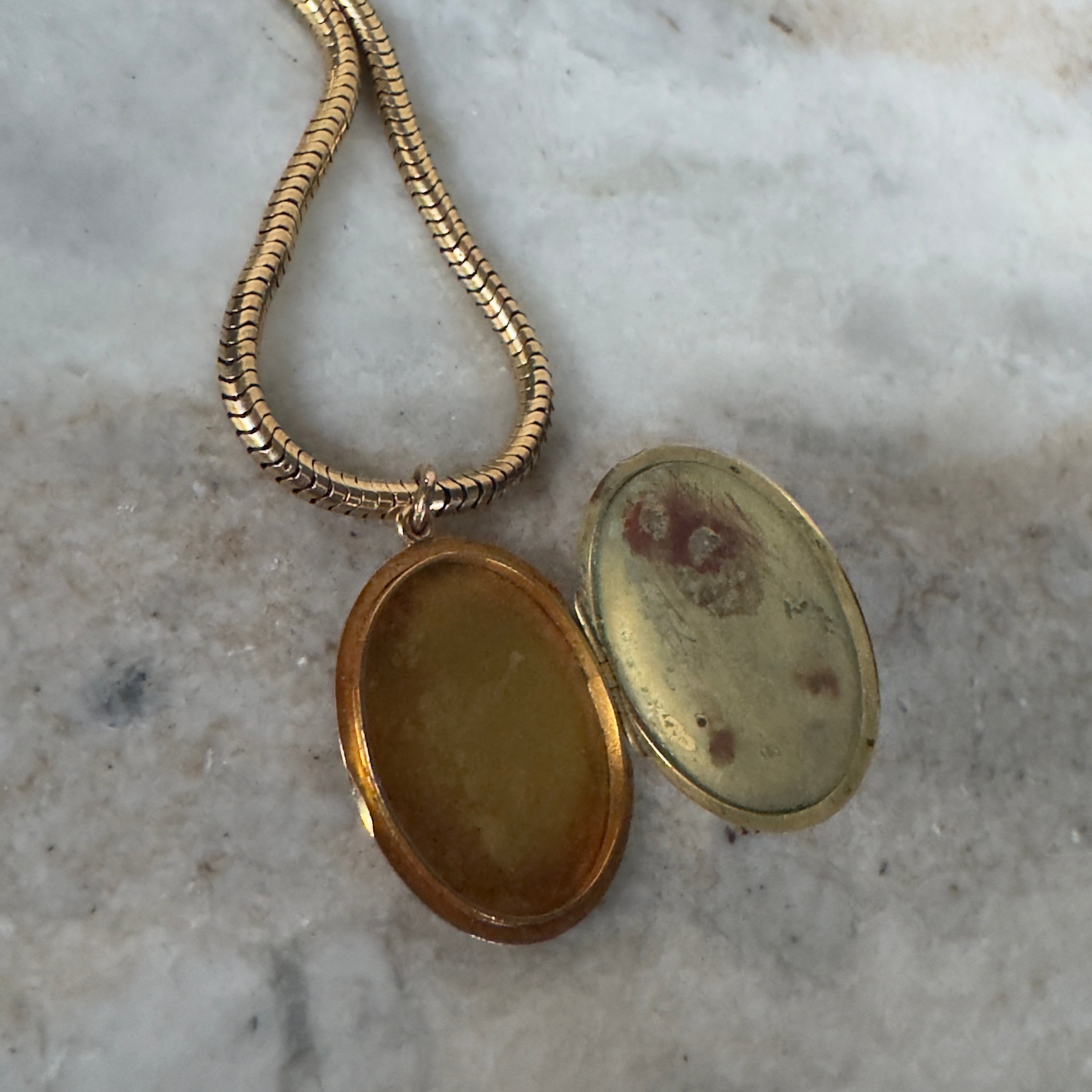 Antique Victorian 15k Oval Navy Enamel Locket Pendant