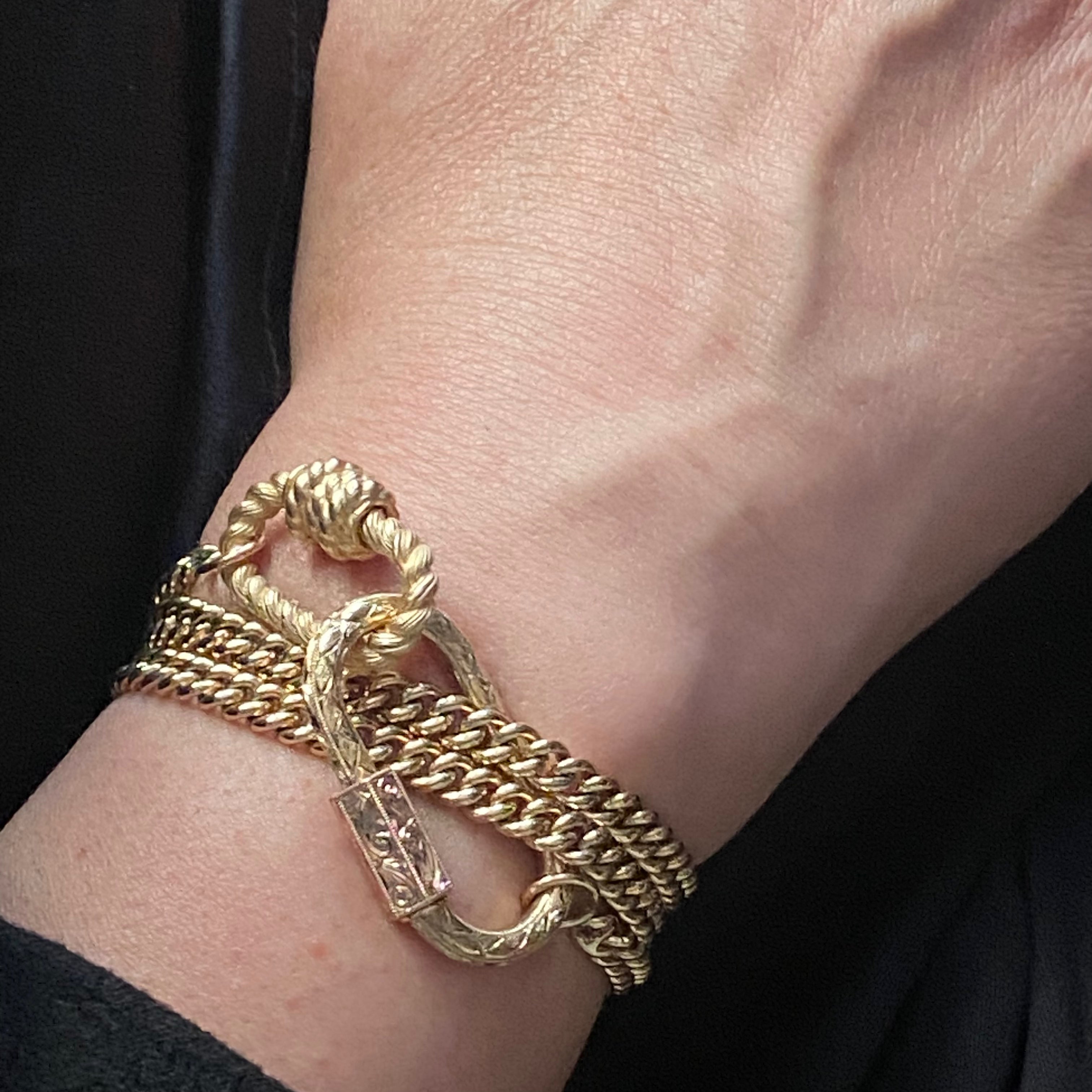 Marla Aaron 14k Yellow and Rose Gold Hand Engraved Regular Lock