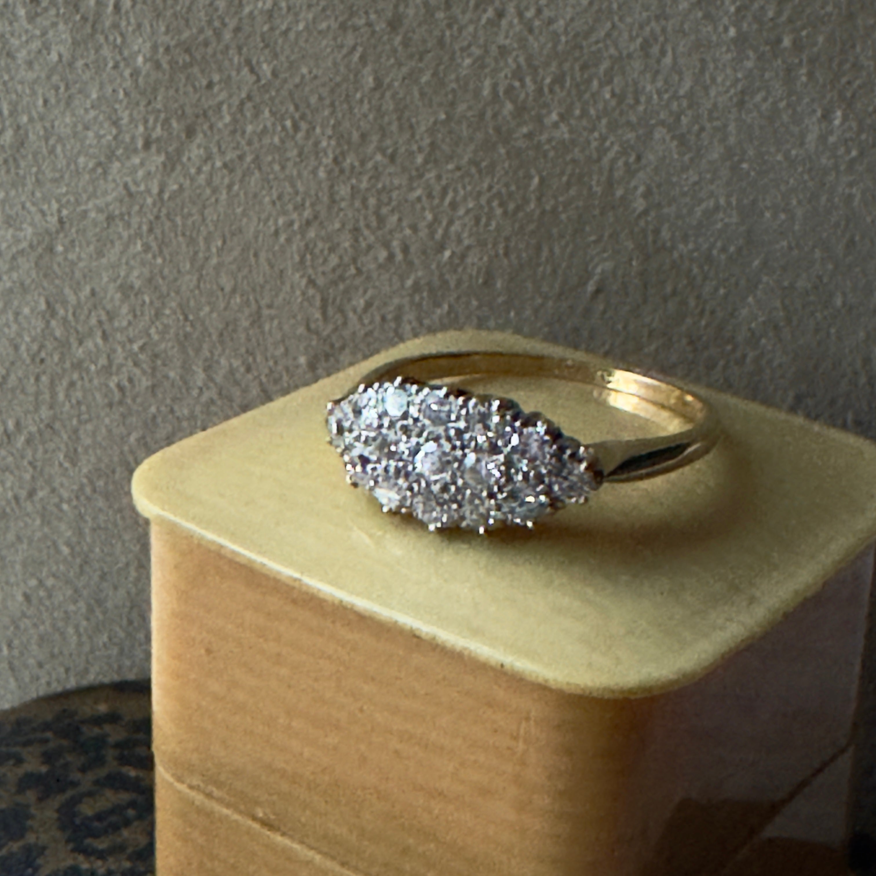 Antique Edwardian 18k/Platinum Diamond Boat Shaped Ring