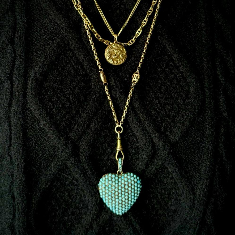 Antique Victorian 15k Plaques Chain- 31”