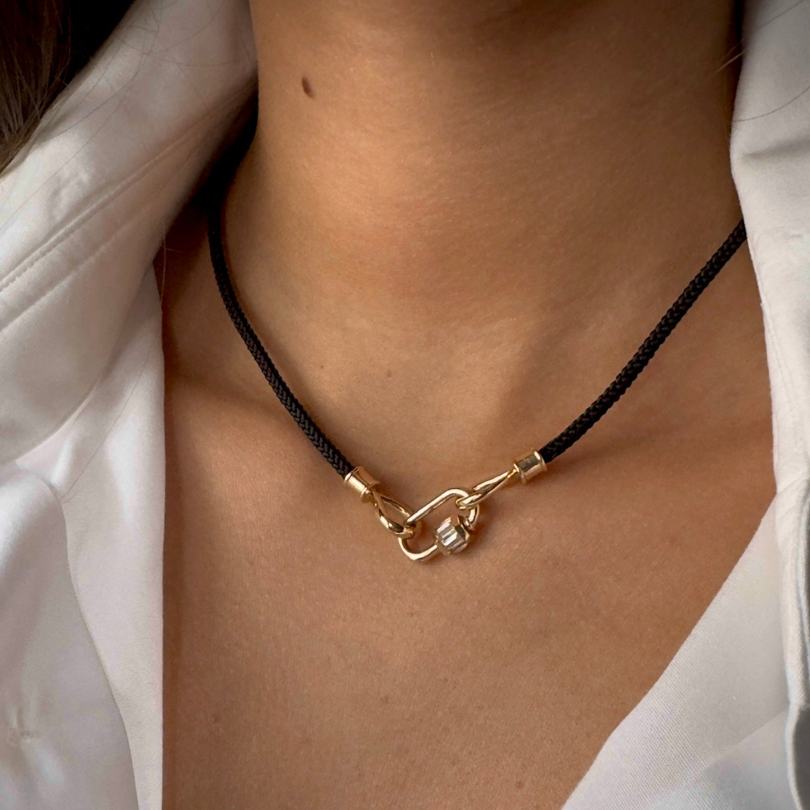 Marla Aaron 14k Yellow Gold Total Baguette Diamond Baby Lock