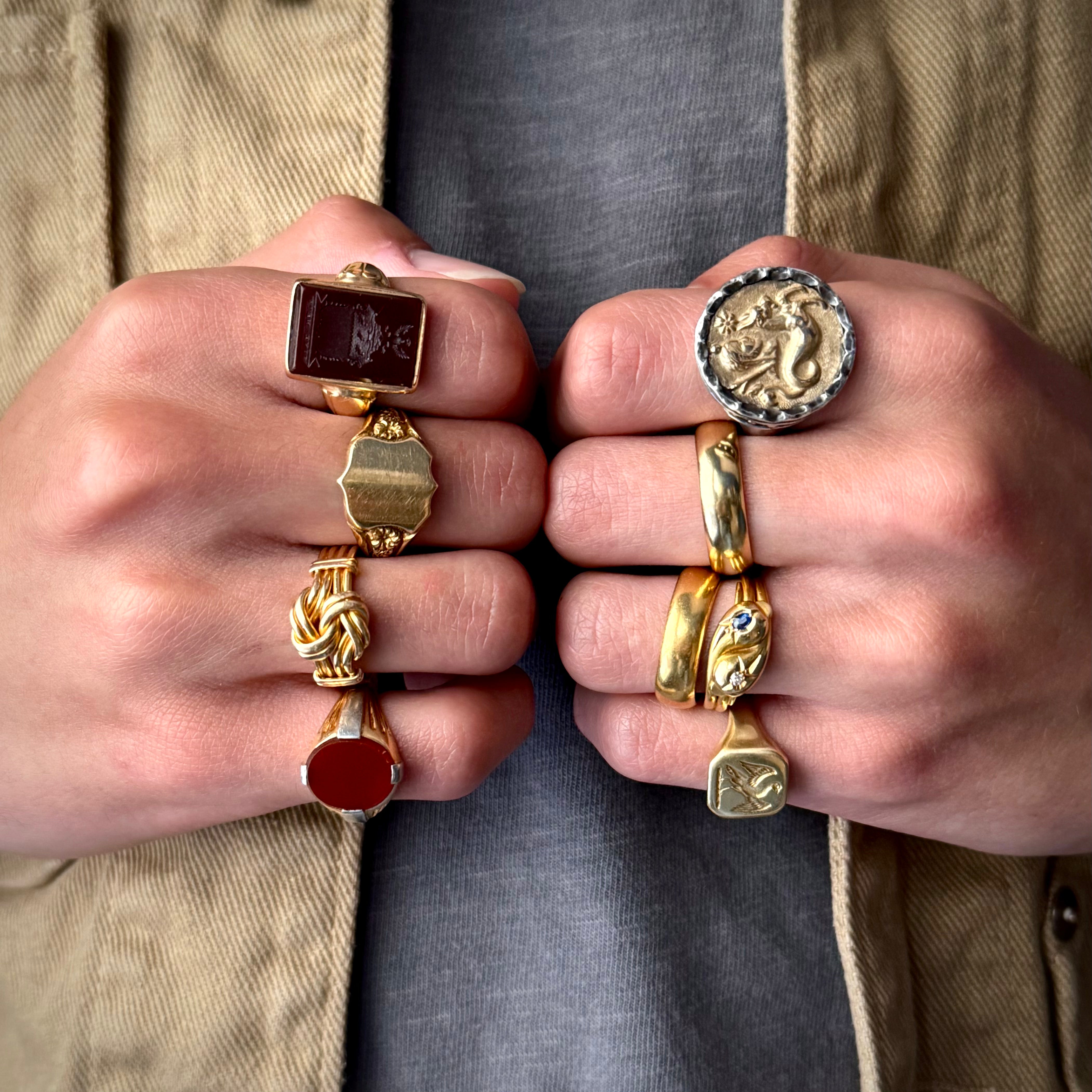 Vintage Mid-Century 14k and Sterling Silver Aries Ring