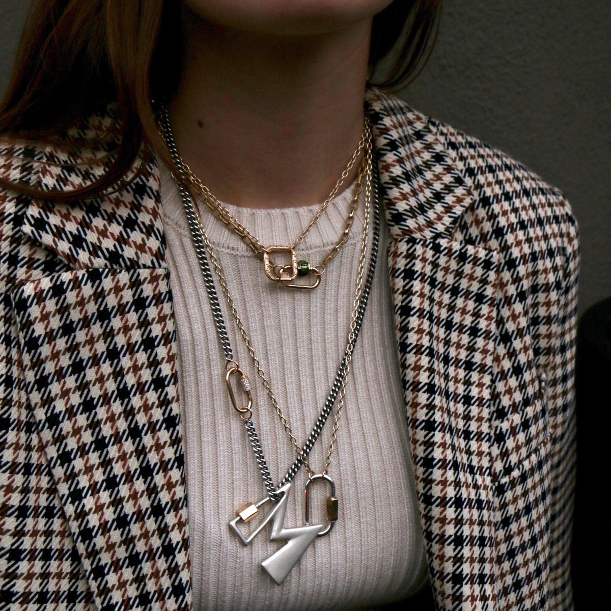 Marla Aaron Silver & 14k Large Letter M Lock