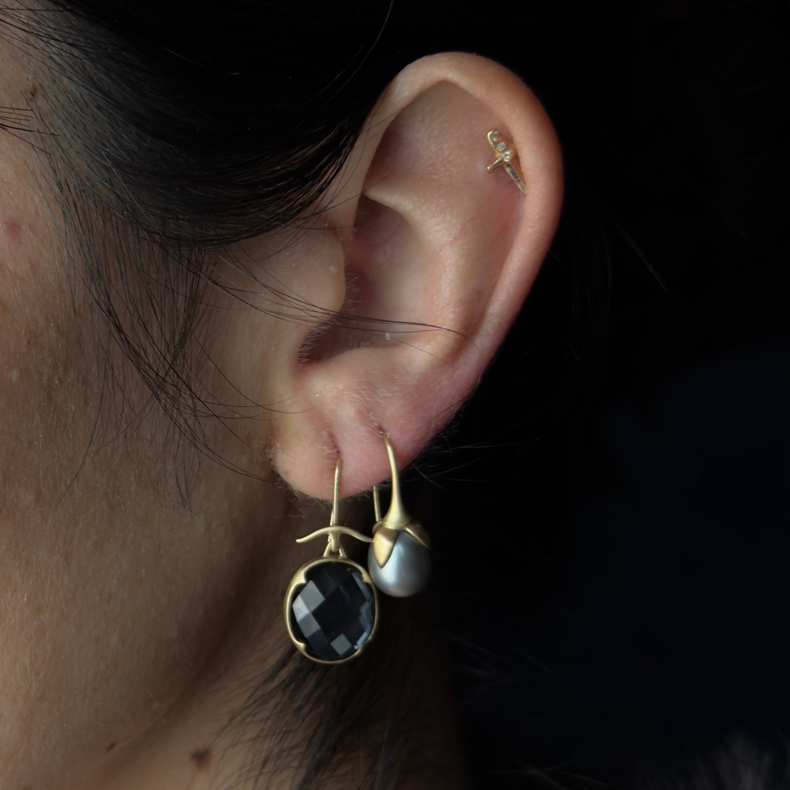 Gabriella Kiss 18k Amethyst Over Hematite Earrings