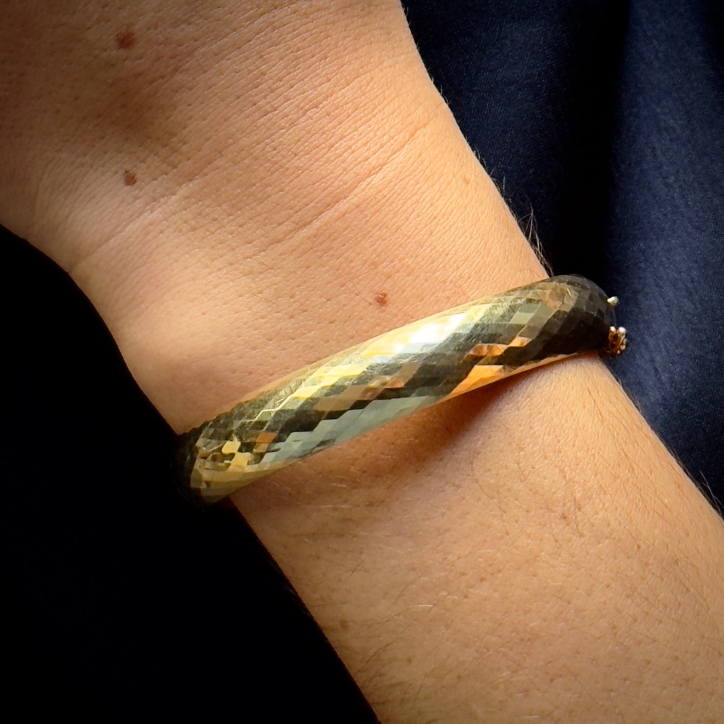 Vintage Mid-Century 14k Facetted Bangle Bracelet