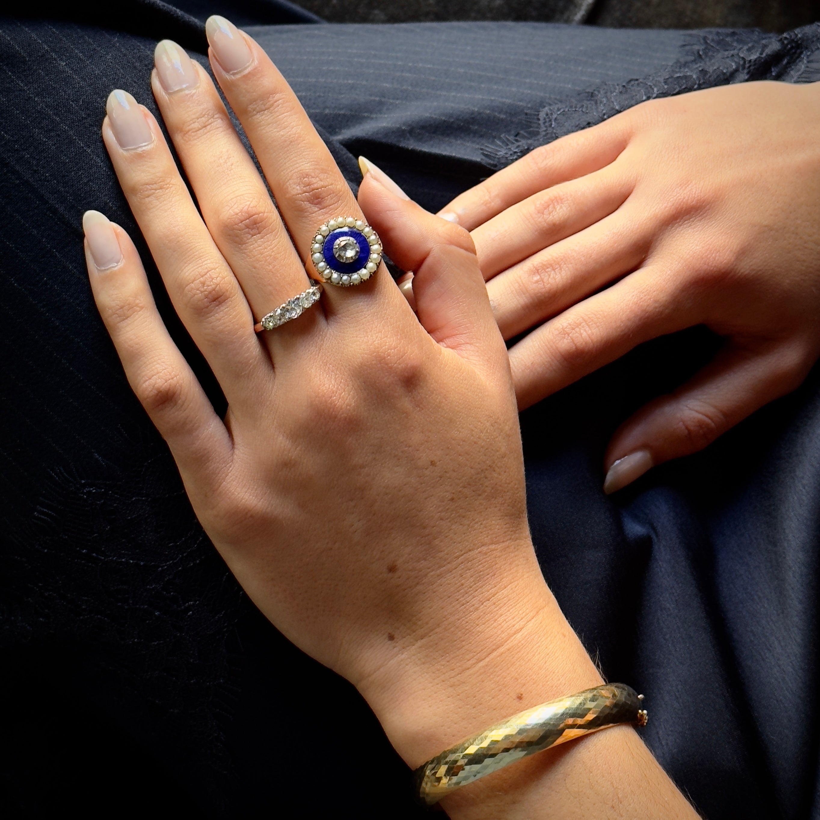 Antique Art Deco 18k RG Platinum Set Five Diamond Ring- 1.5cttw