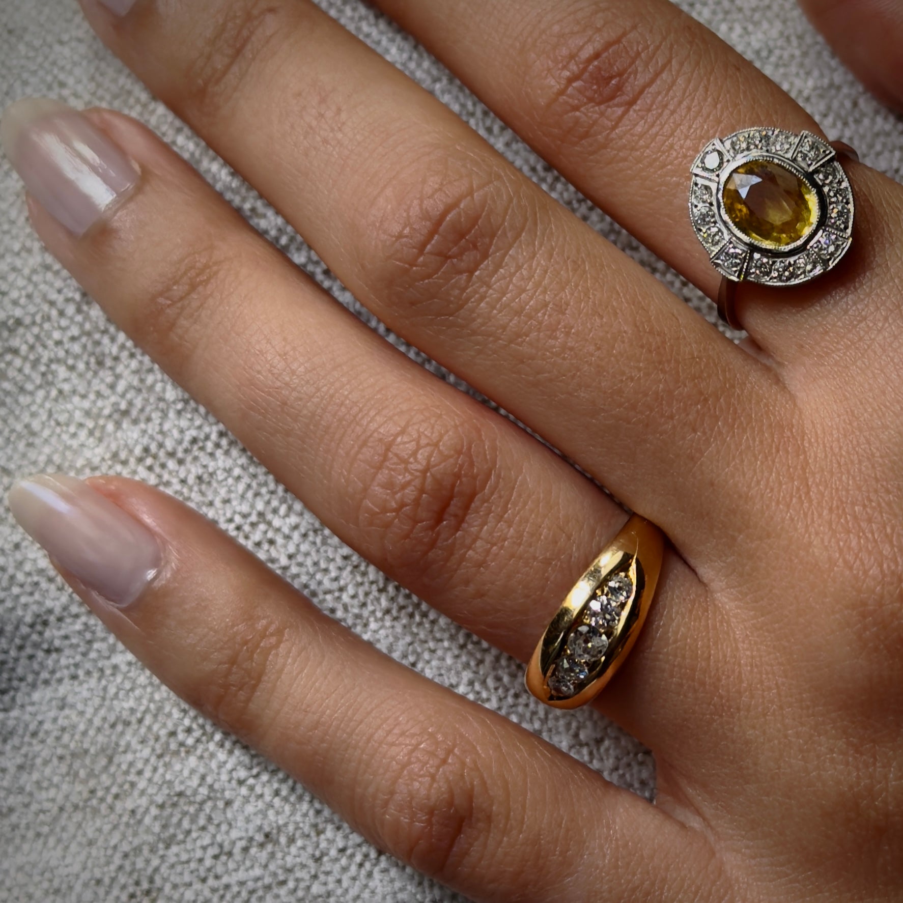 Antique Victorian 18k Diamond Five Stone Flush Set Ring- .40ctw