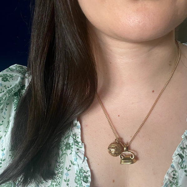 Antique Georgian 14k Citrine Monogram Fob Pendant