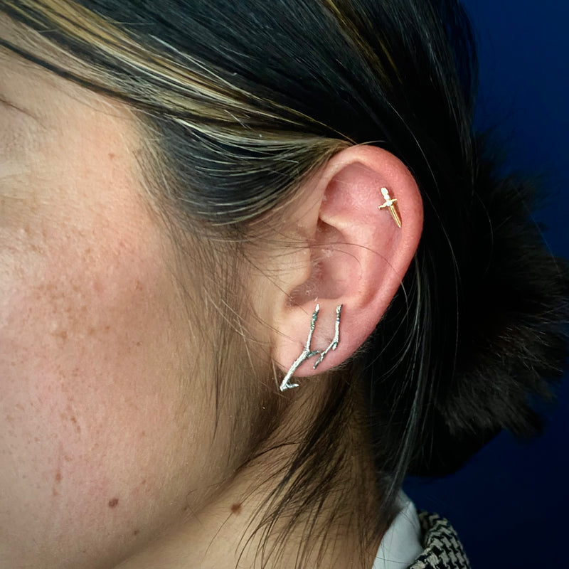 Gabriella Kiss Silver Branch Stud Earrings