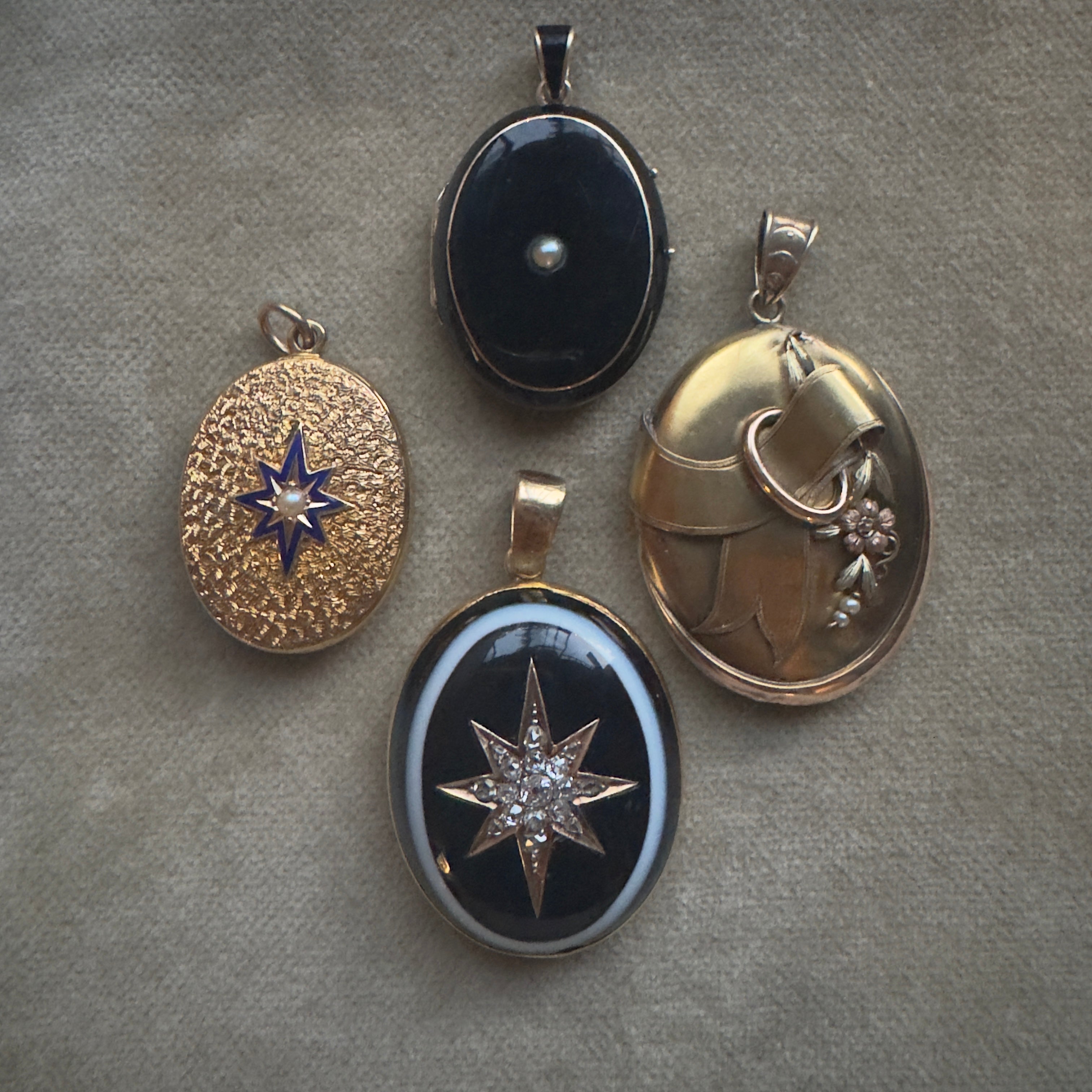 Antique Victorian 18k Engraved Enamel Natural Pearl Locket Pendant