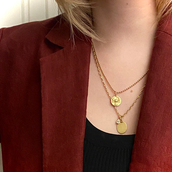Marian Maurer 18k Matte Large Oval Tag Pendant