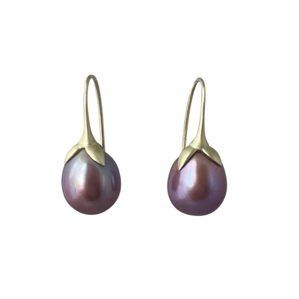 Gabriella Kiss 14k Large Mauve South Sea Pearl Earrings