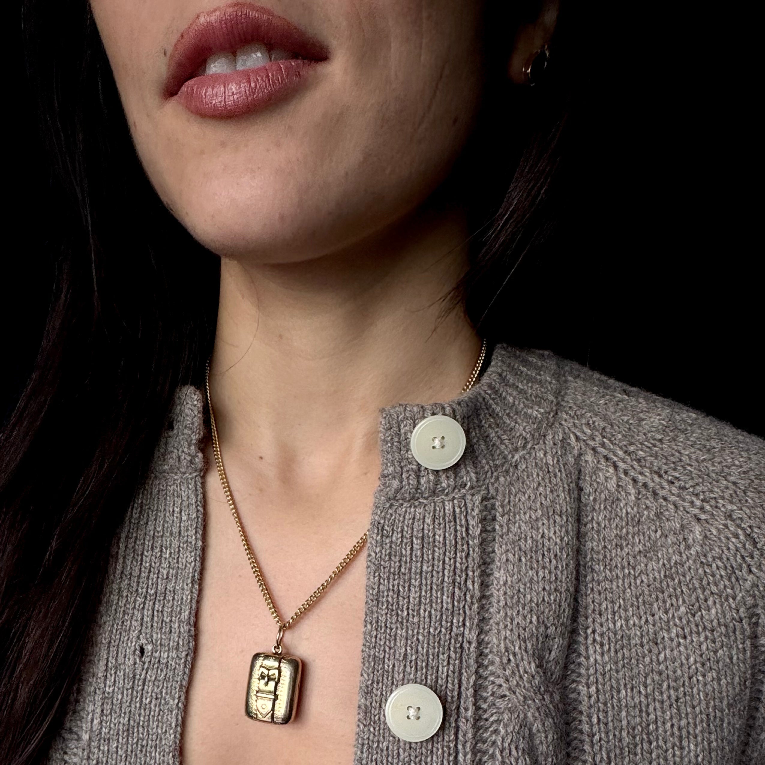 Antique Victorian 15k Buckle Locket Pendant