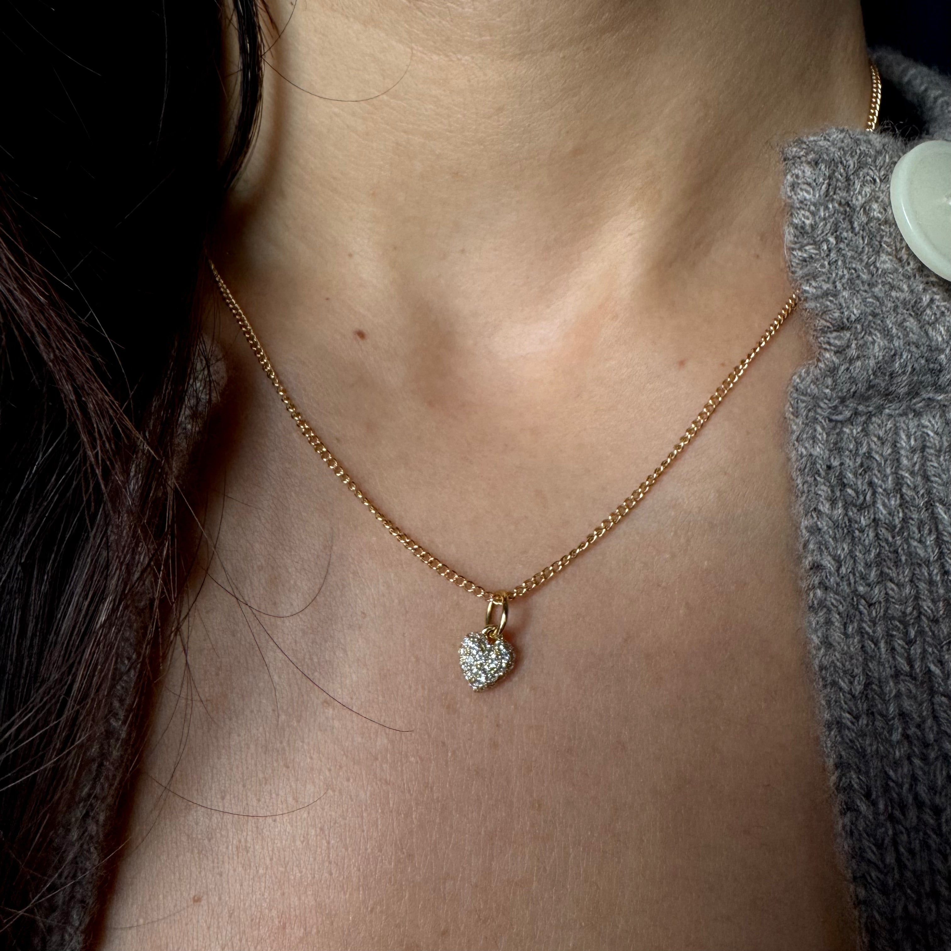 Métier Modern 14k Gold Small Diamond Pave Heart Pendant