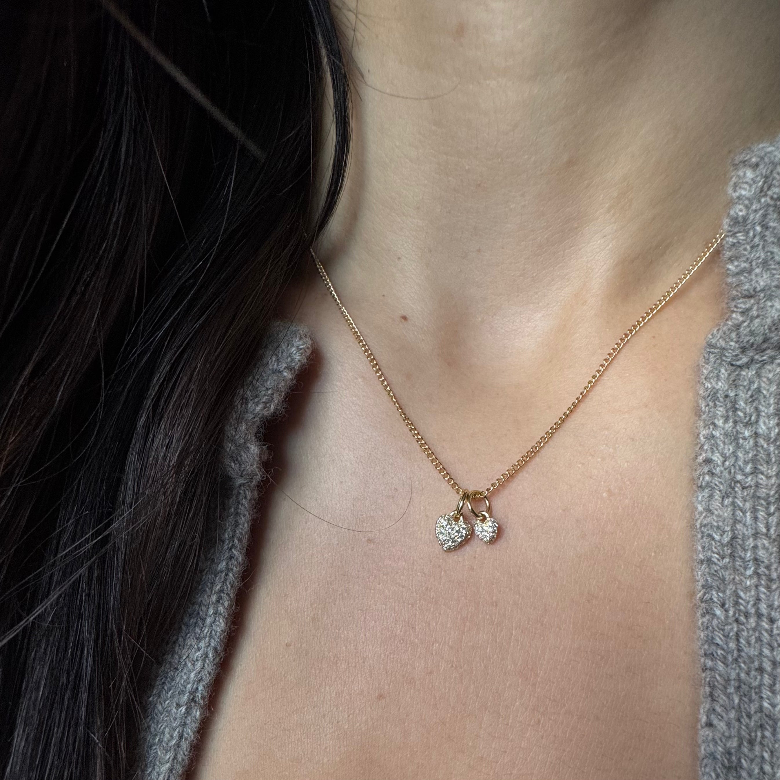 Métier Modern 14k Gold Small Diamond Pave Heart Pendant