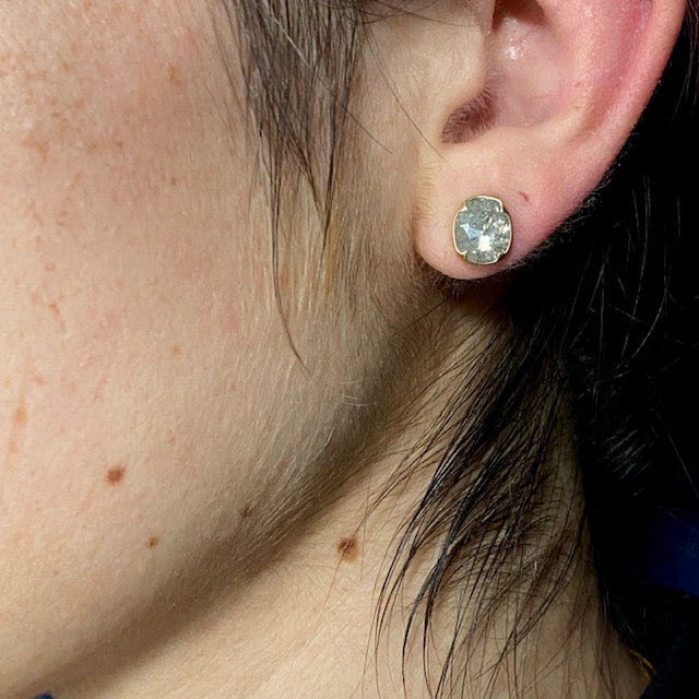 Gabriella Kiss 18K & Lacy Grey Cushion Diamond Studs 3.75ct