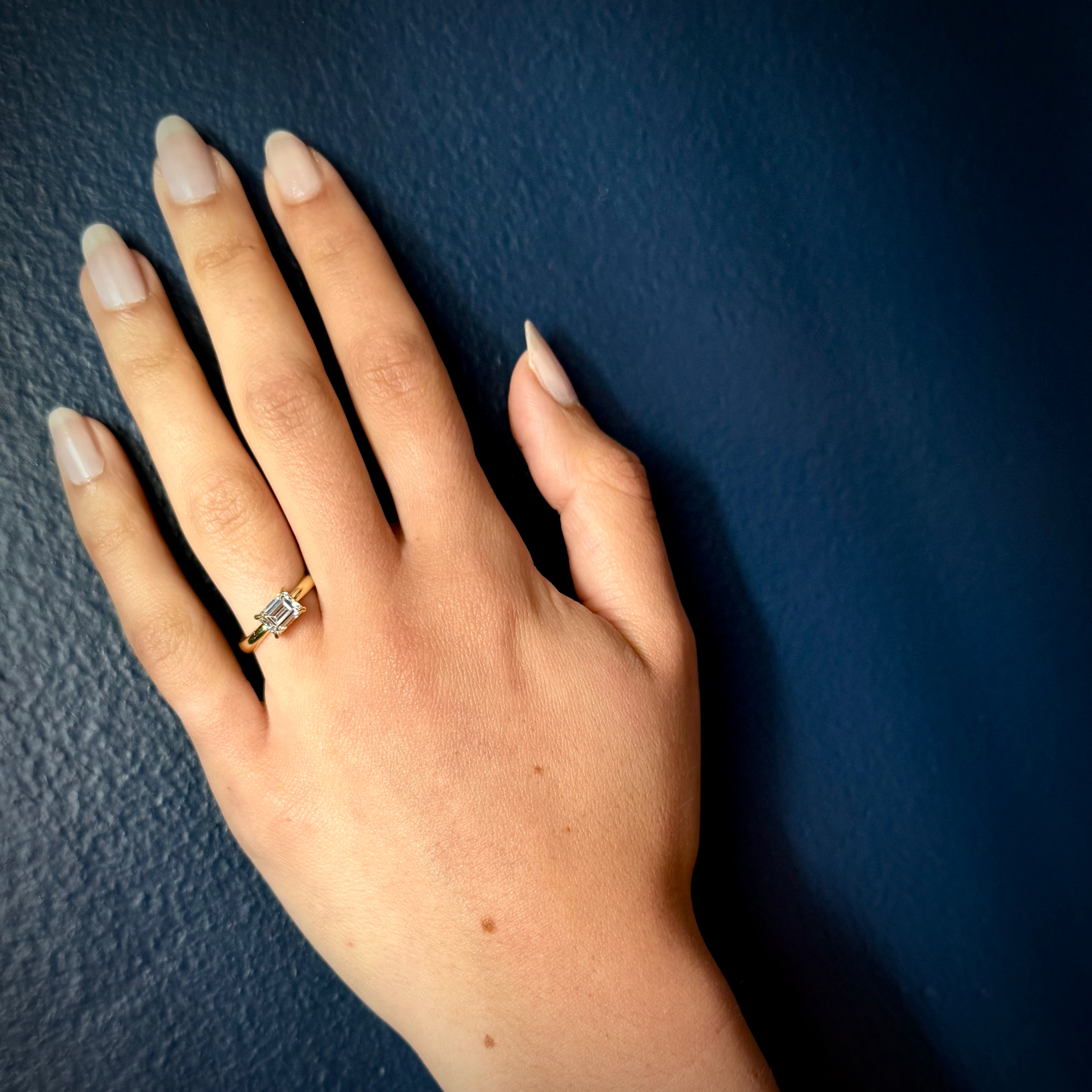 Tura Sugden 18k Emerald Cut Diamond Solitaire Ring- 1.08ct