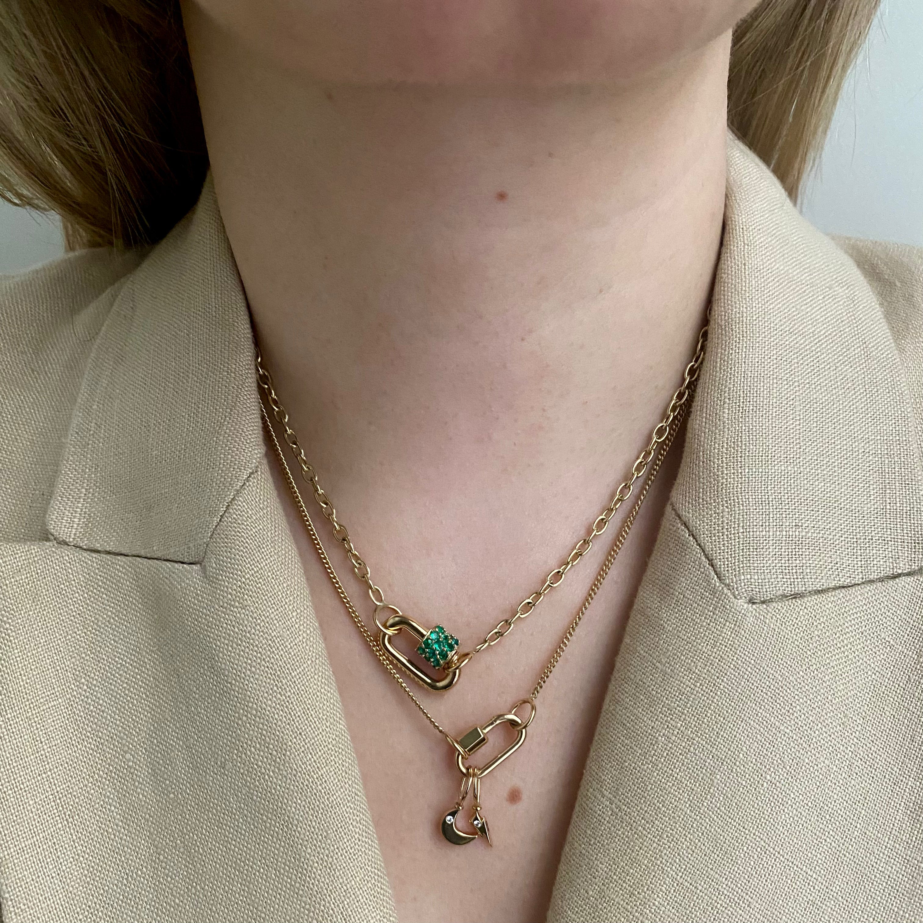 Marla Aaron 14k Yellow Gold Stoned Emerald Chubby Baby Lock