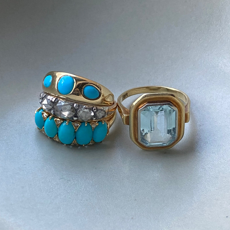 Antique Georgian Silver-Set & 15ct Five Diamond  Ring