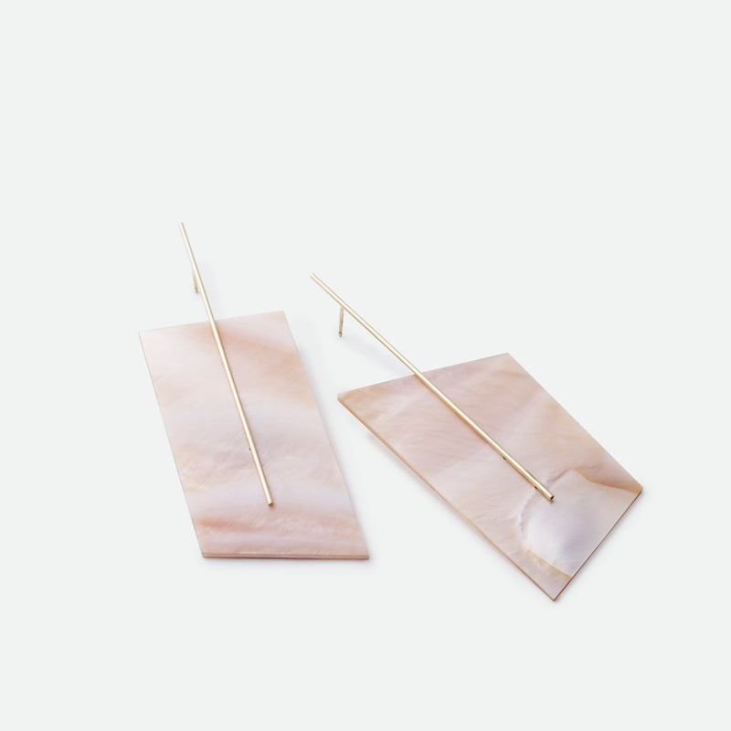 Kathleen Whitaker 14k Pink Mussel Shell on Strand Earrings