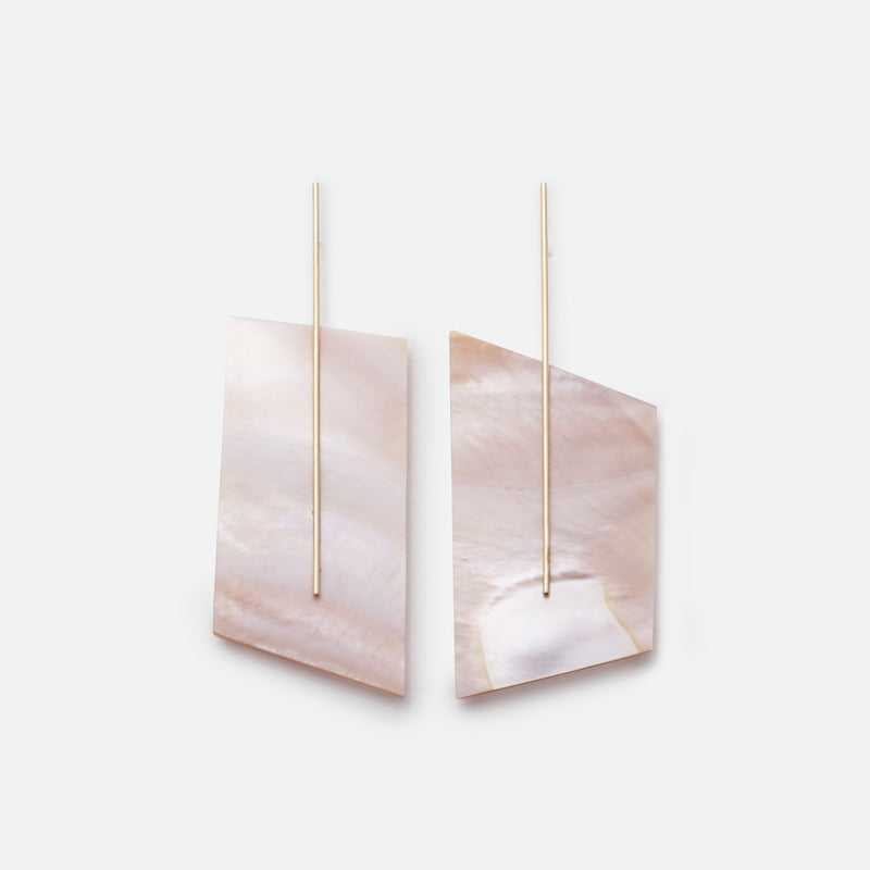 Kathleen Whitaker 14k Pink Mussel Shell on Strand Earrings