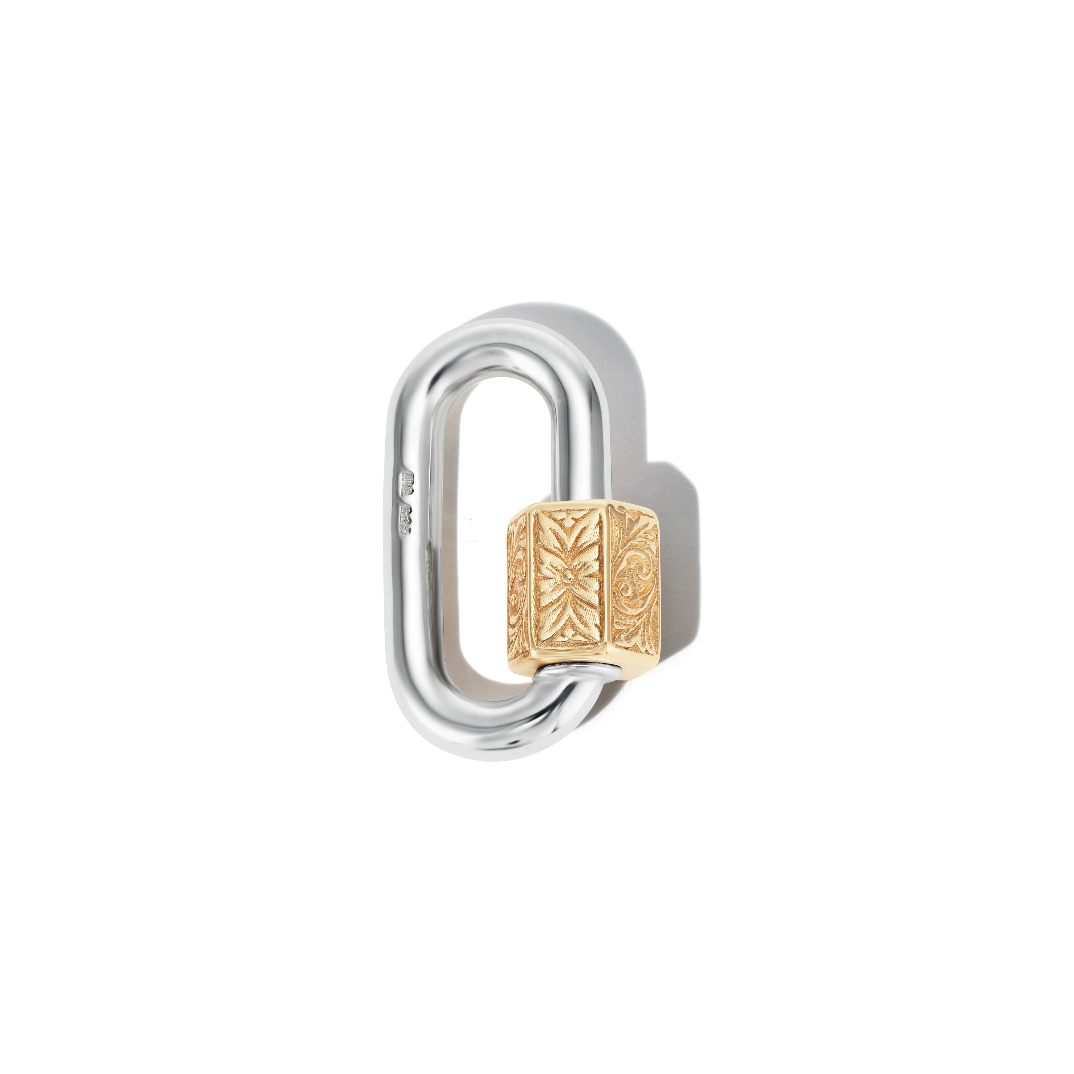 Marla Aaron Silver and 14k Embossed Chubby Medium Lock