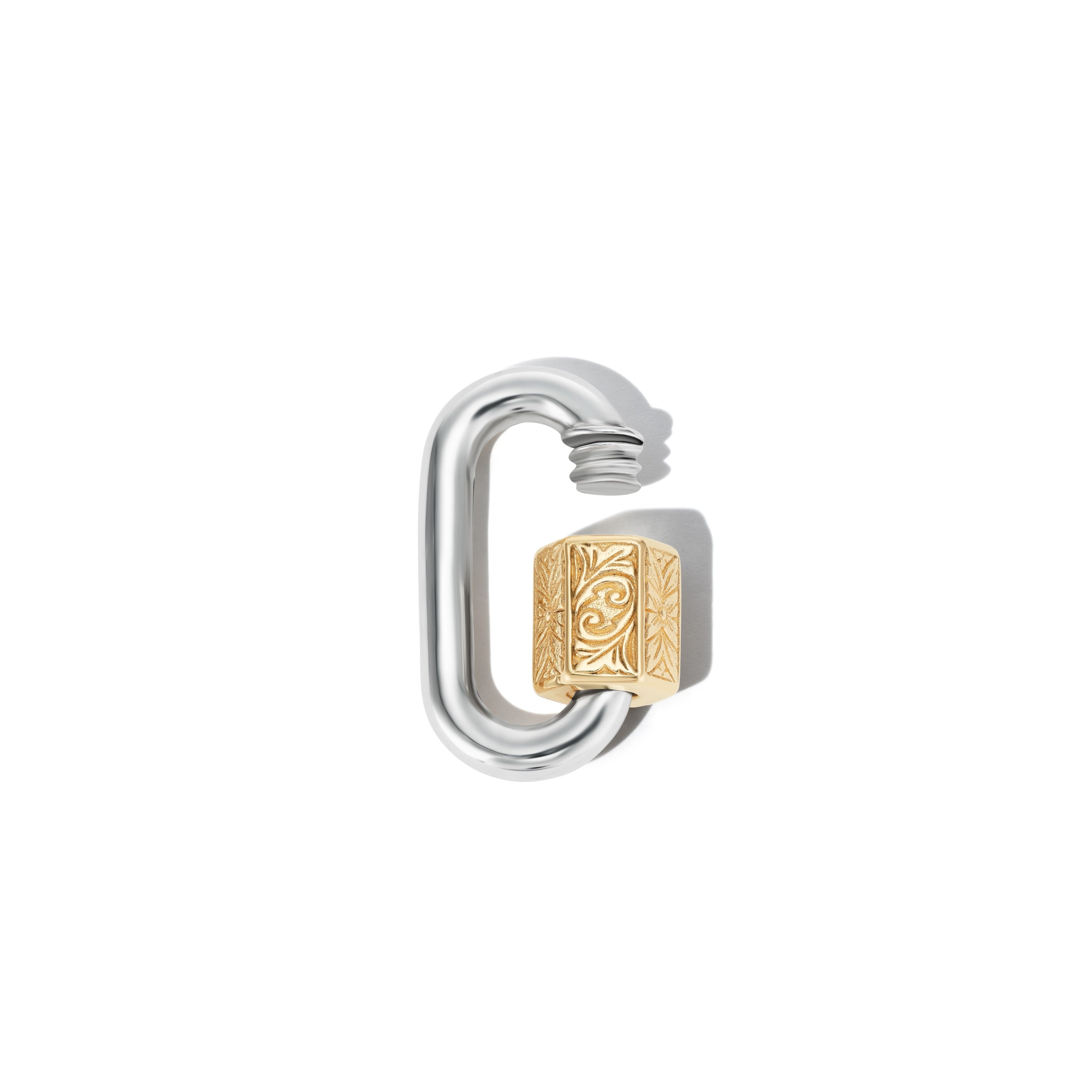 Marla Aaron Silver and 14k Embossed Chubby Medium Lock