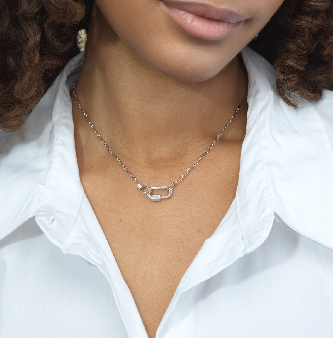 Marla Aaron Silver Old World Chain with Yellow Gold Loops