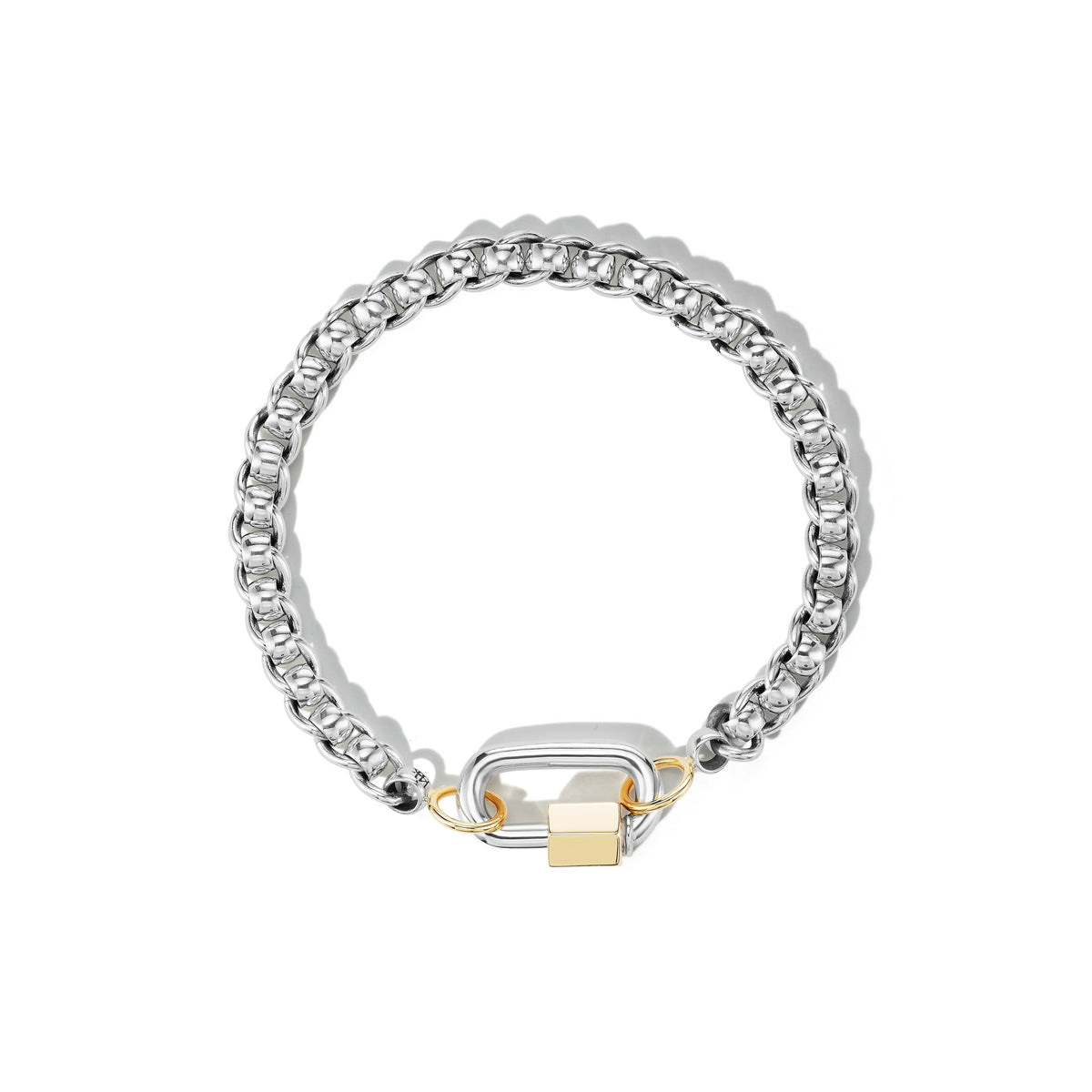 Marla Aaron Silver Rolling Curb Chain Bracelet w/Yellow Gold Loops
