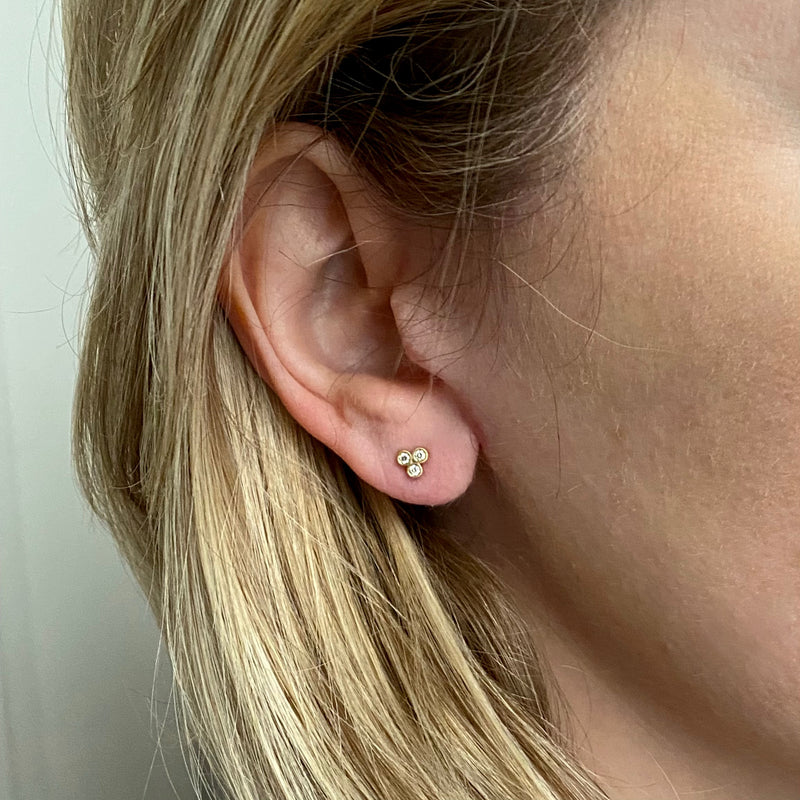 Marian Maurer 18k Triple Diamond Stud Earrings