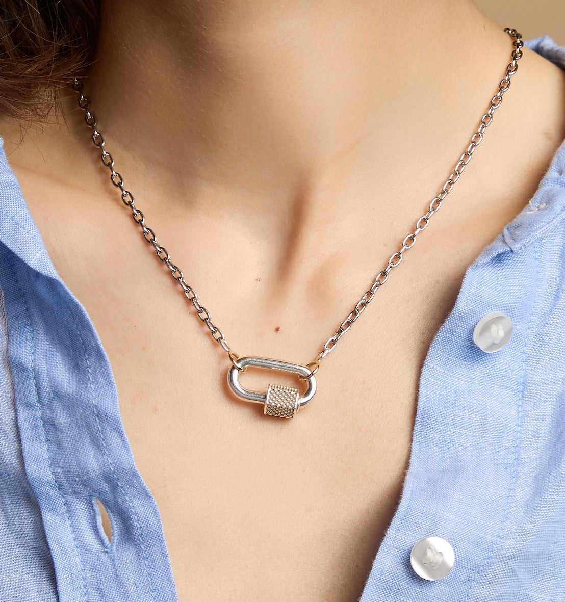 Marla Aaron Silver Chubby Medium Knurled Lock