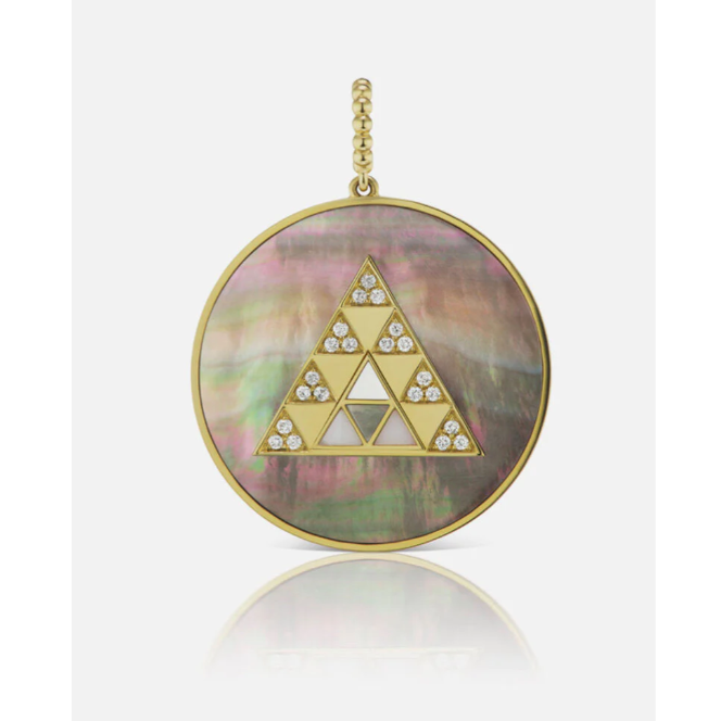 Harwell Godfrey 18k Mother of Pearl Pyramid Medallion Pendant