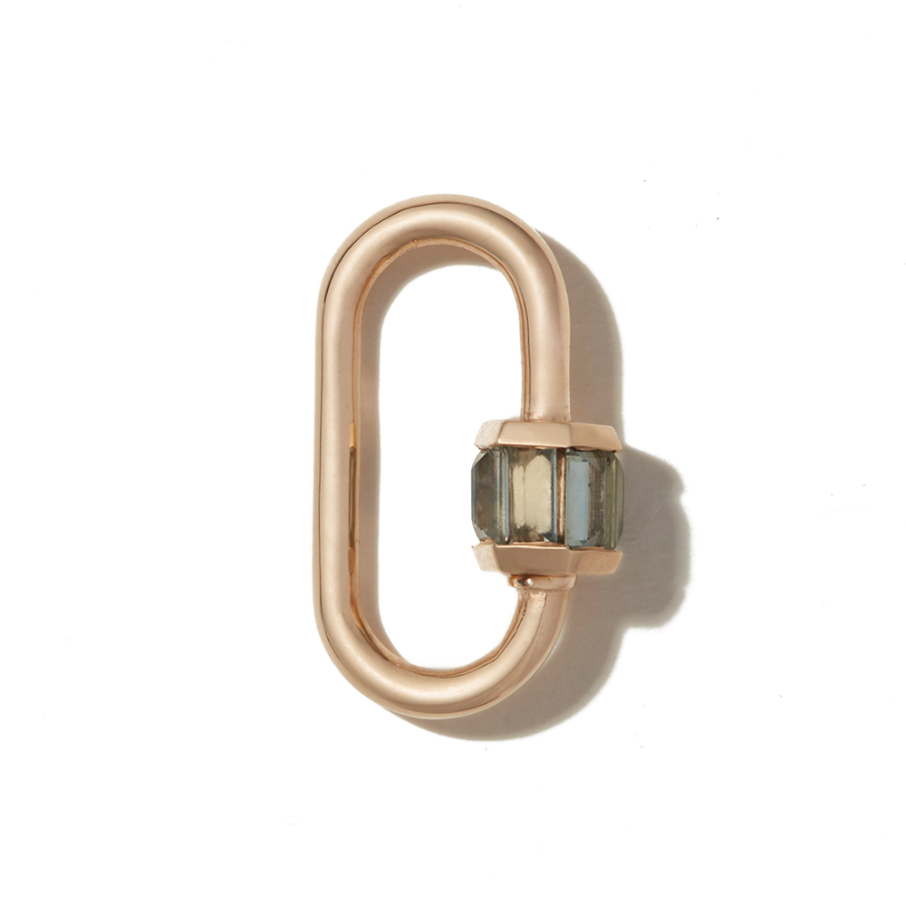 Marla Aaron 14k Yellow Gold Total Baguette Montana Sapphire Medium Lock