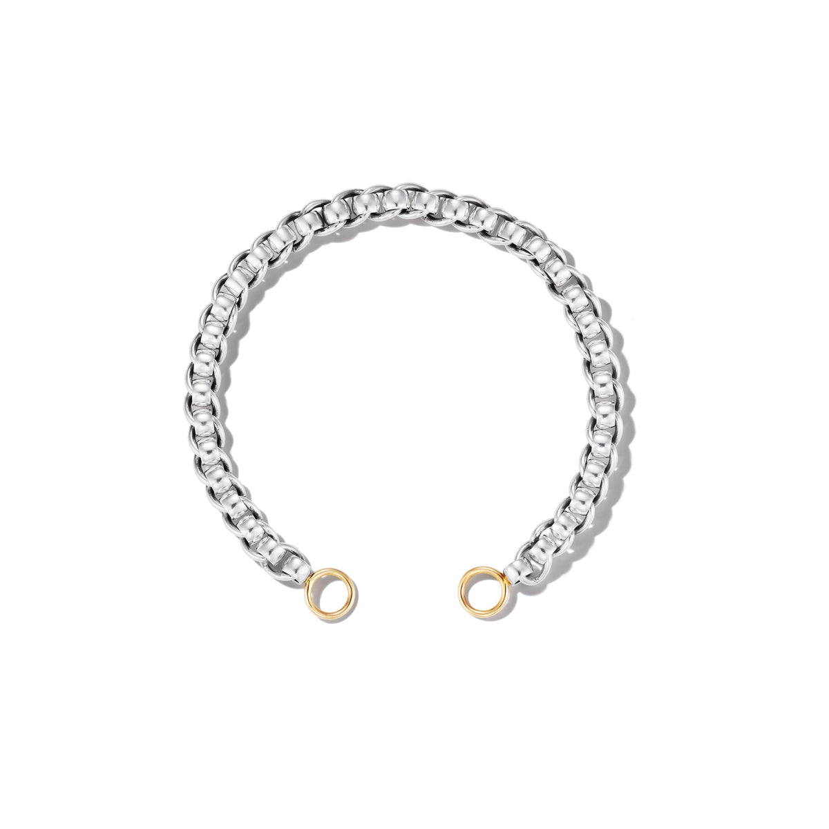 Marla Aaron Silver Rolling Curb Chain Bracelet w/Yellow Gold Loops