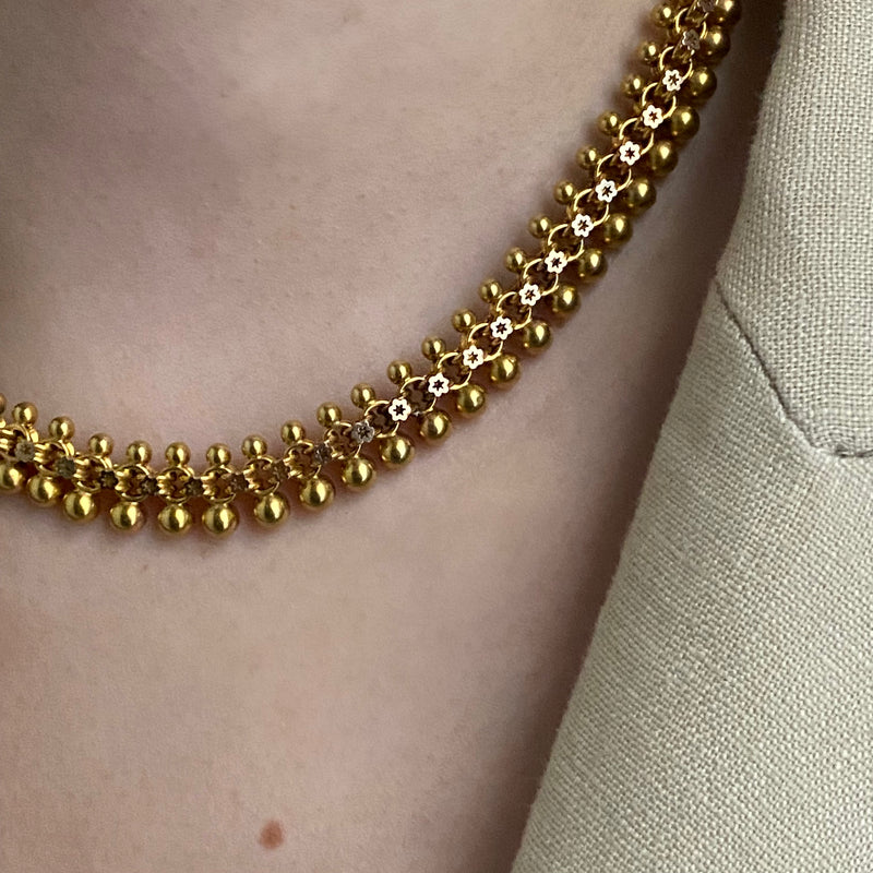 Antique Victorian 15k Collar w/ Stars- 18"