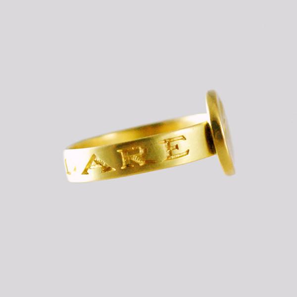 Gabriella Kiss 14k Small Eye Love Token Ring Inscribed with "Invigilare"
