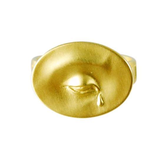 Gabriella Kiss 14k Large Eye with Tear Ring Inscribed with "Nil Nisi Cruce"